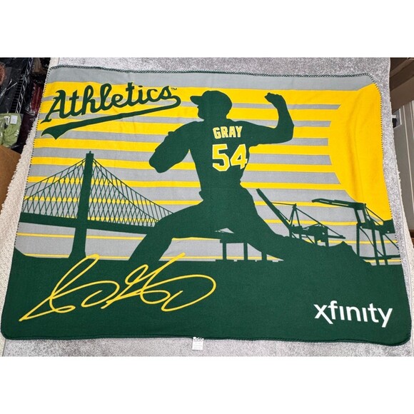 Oakland Athletic A's Sonny Gray #54 SGA Xfinity MLB Fleece Throw Blanket 45x60 - Picture 1 of 12